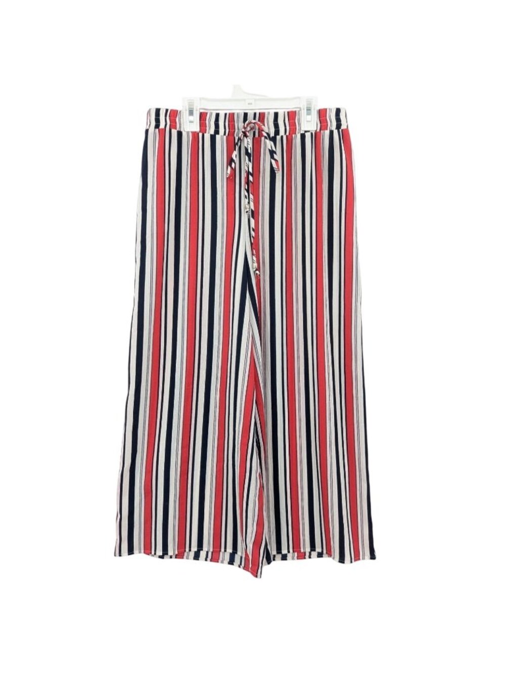 Striped Pull On Wide Leg Pants Coastal Nautical Resort Cropped Palazzo Large